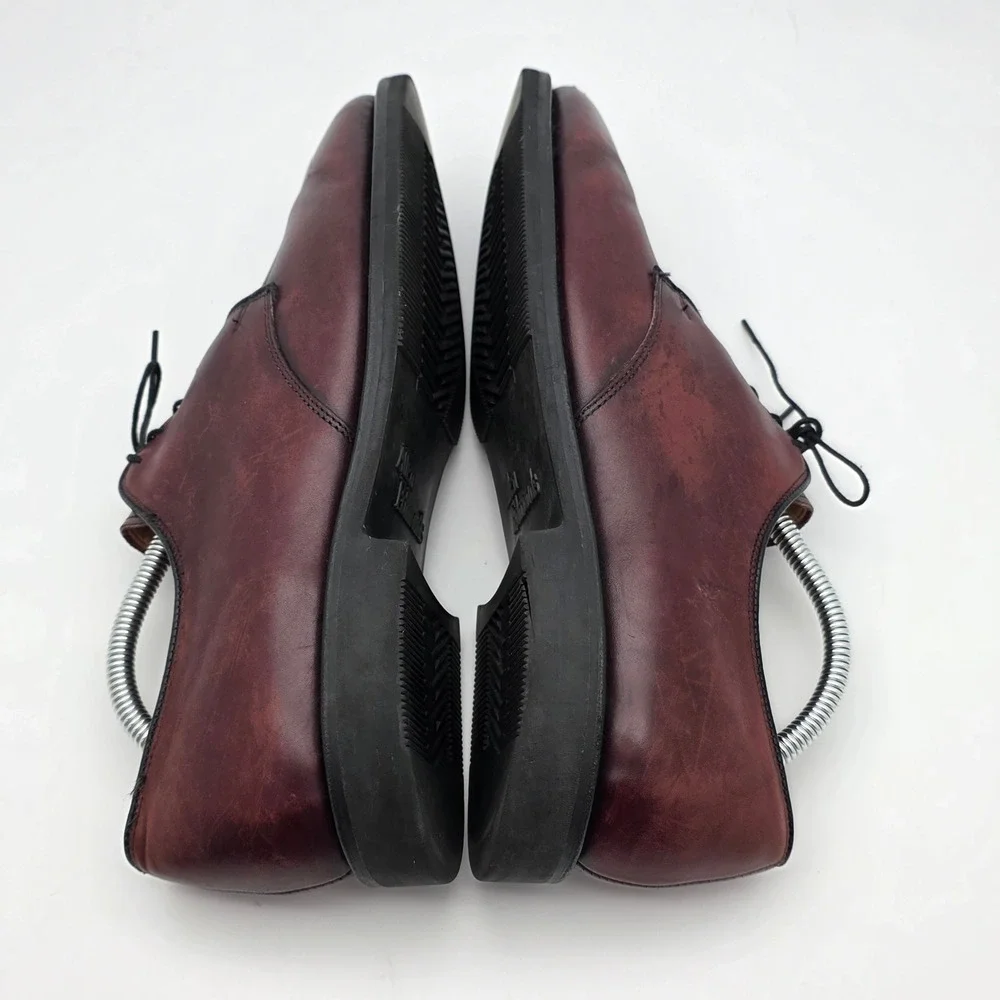 Allen Edmonds Derby Men 9.5 Burgundy Leather Split Toe Made in USA Dress Shoes